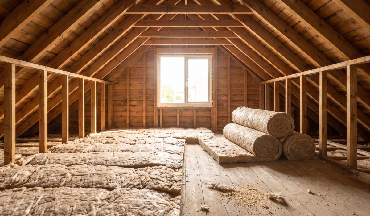 A freshly stripped British loft with clean bare timber rafters