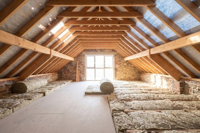 A fully stripped British loft with clean bright timber rafters